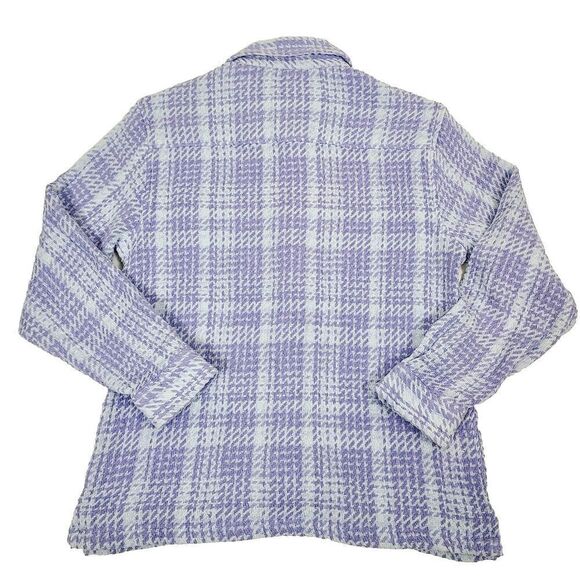 NEW Urban Outfitters Shacket S Purple Blue Woven Knit Oversized Button-Front Top - Picture 2 of 13